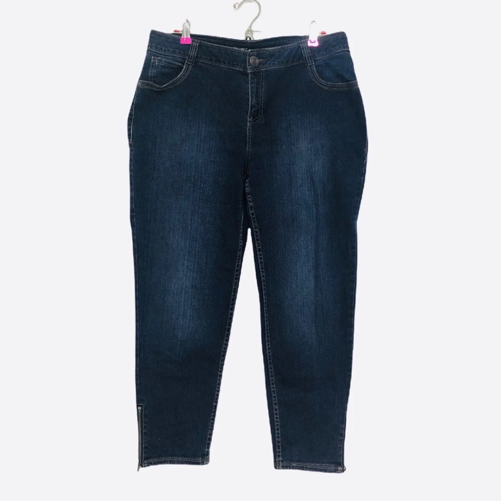 EUC Lane Bryant Genius Fit Slim Ankle Dark Blue Denim Capri Jeans Size 16